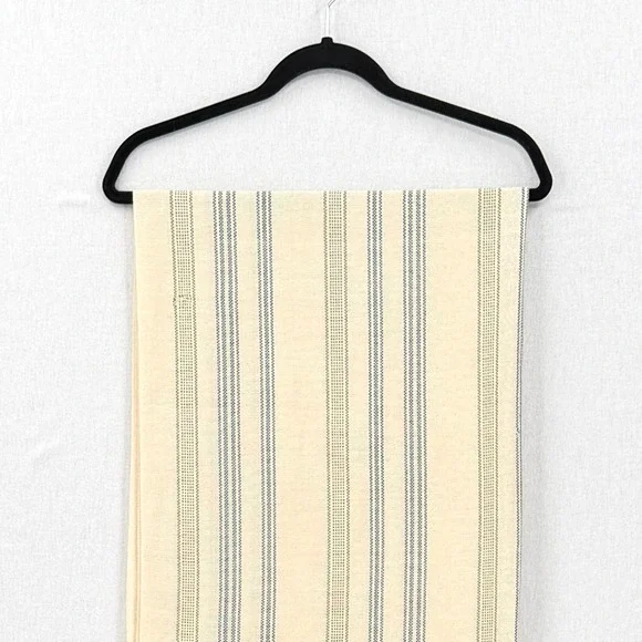 ESCUDO 100% Pima Cotton Handmade in Peru Scarf Cream Blue Stripe Fringe - Picture 5 of 14